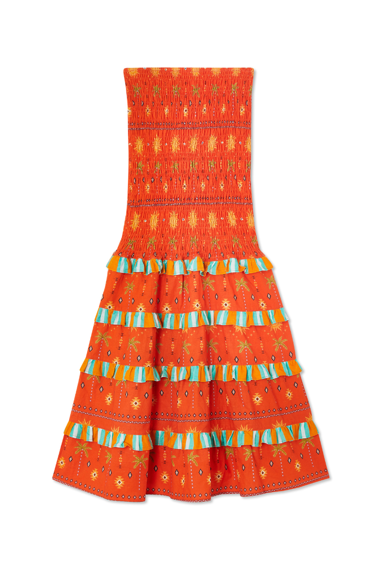 Orange Sahara Shirred Piper Skirt