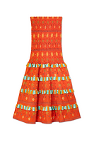 Thumbnail for Orange Sahara Shirred Piper Skirt