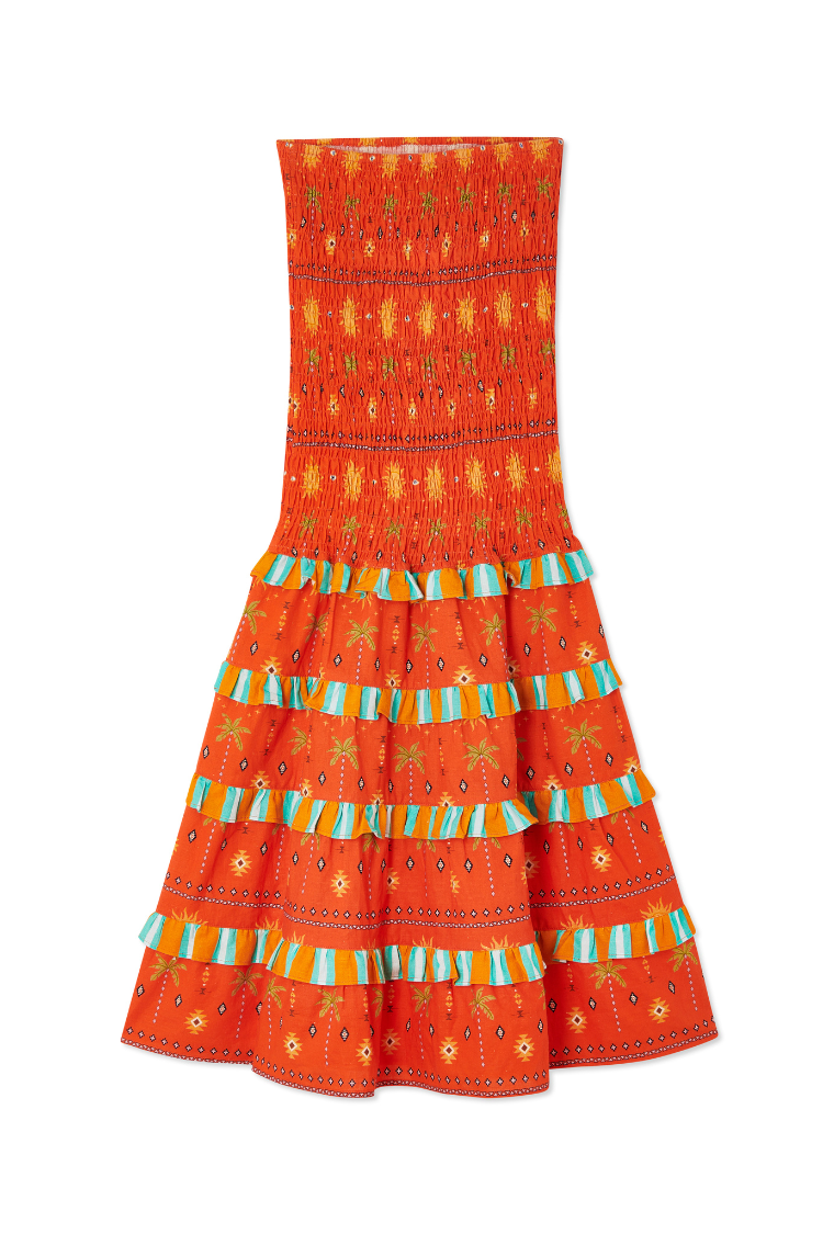 Orange Sahara Shirred Piper Skirt