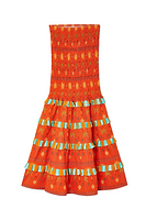 Thumbnail for Orange Sahara Shirred Piper Skirt