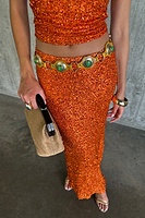 Thumbnail for Orange Sequin Dorris Skirt Petite