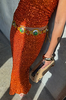 Thumbnail for Orange Sequin Dorris Skirt Petite