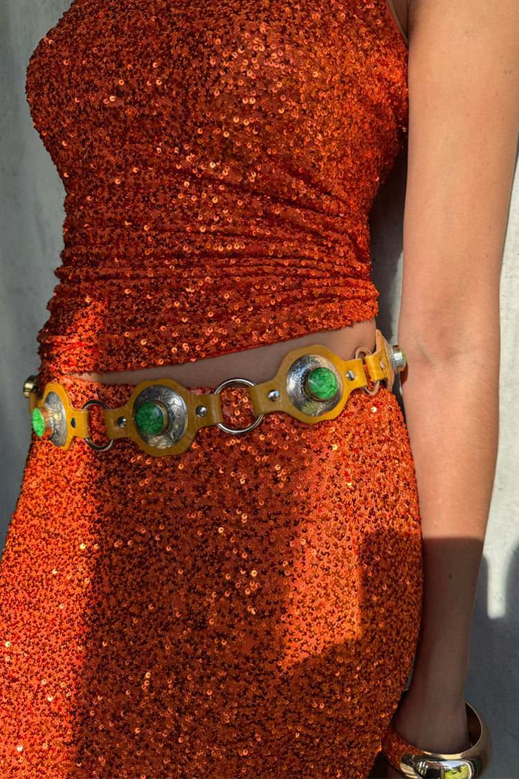 Orange Sequin Dorris Skirt Petite