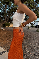 Thumbnail for Orange Sequin Dorris Skirt