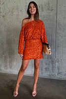 Thumbnail for Orange Sequin Tilly Dress Petite