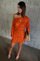 Thumbnail for Orange Sequin Tilly Dress Petite