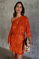 Thumbnail for Orange Sequin Tilly Dress Petite