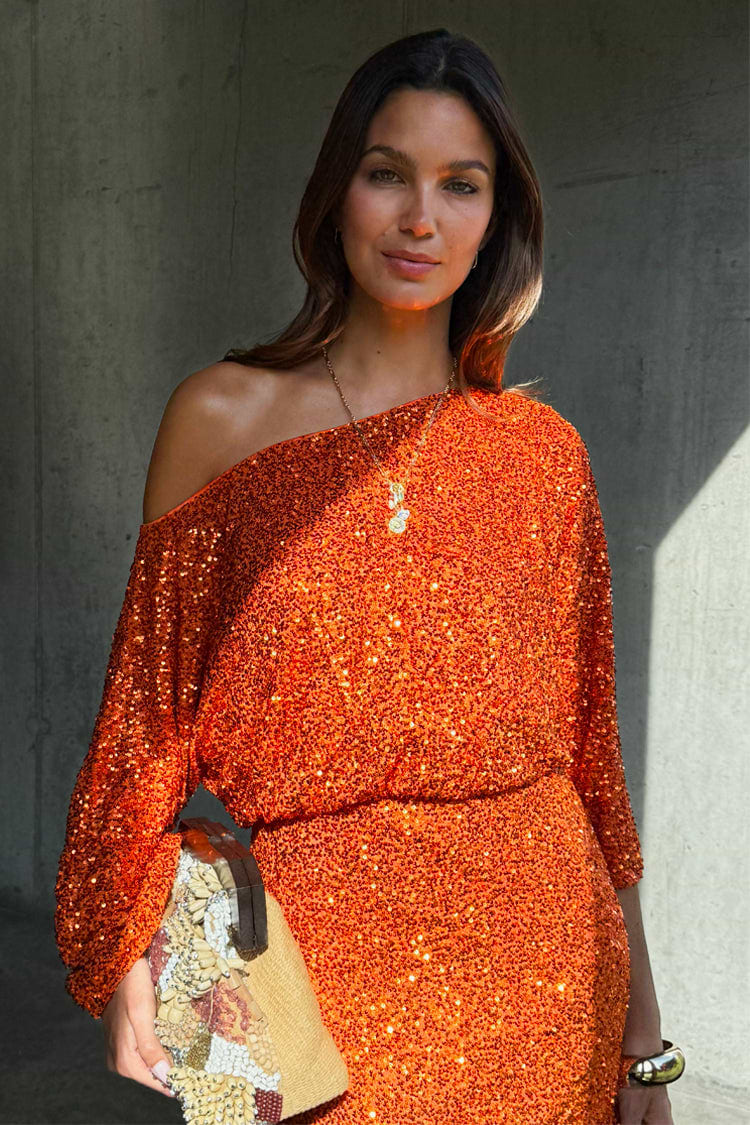 Orange Sequin Tilly Dress Petite