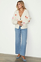 Cream Cardigan With Embroidered Palm