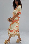 Pastel Palm Ceryes Wrap Dress