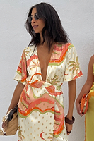 Thumbnail for Pastel Palm Ceryes Wrap Dress Petite