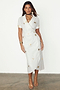 White Cotton Linen Brooklyn Dress With Gold Fleck