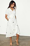 White Cotton Linen Brooklyn Dress With Gold Fleck