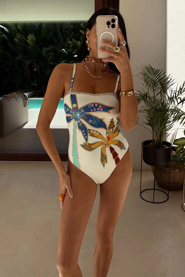 Palm Bandeau Suit