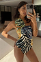 Palm Leaf One Shoulder Swimsuit