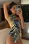 Palm Leaf One Shoulder Swimsuit
