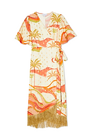 Thumbnail for Pastel Palm Ceryes Wrap Dress