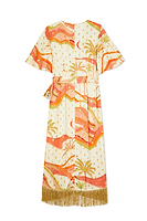 Thumbnail for Pastel Palm Ceryes Wrap Dress