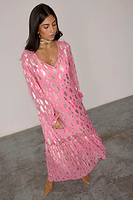Thumbnail for caption_Model wears Pink Jacquard Harmony Dress in UK size 8/ US 4