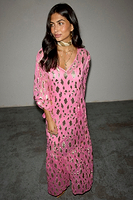 Thumbnail for  caption_Model wears Pink Jacquard Harmony Dress in UK size 8/ US 4