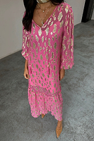 Thumbnail for caption_Model wears Pink Jacquard Harmony Dress in UK size 8/ US 4