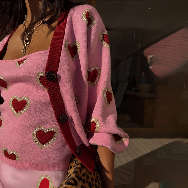 strapless open back dress Pink Hearts Cardigan – Never Fully Dressed