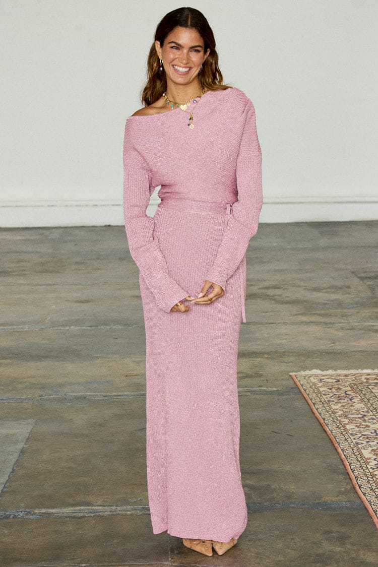 Pink knit sweater dress hotsell