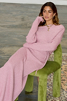 Thumbnail for caption_Model wears Pink Rib Knit Tilly Dress in Size S