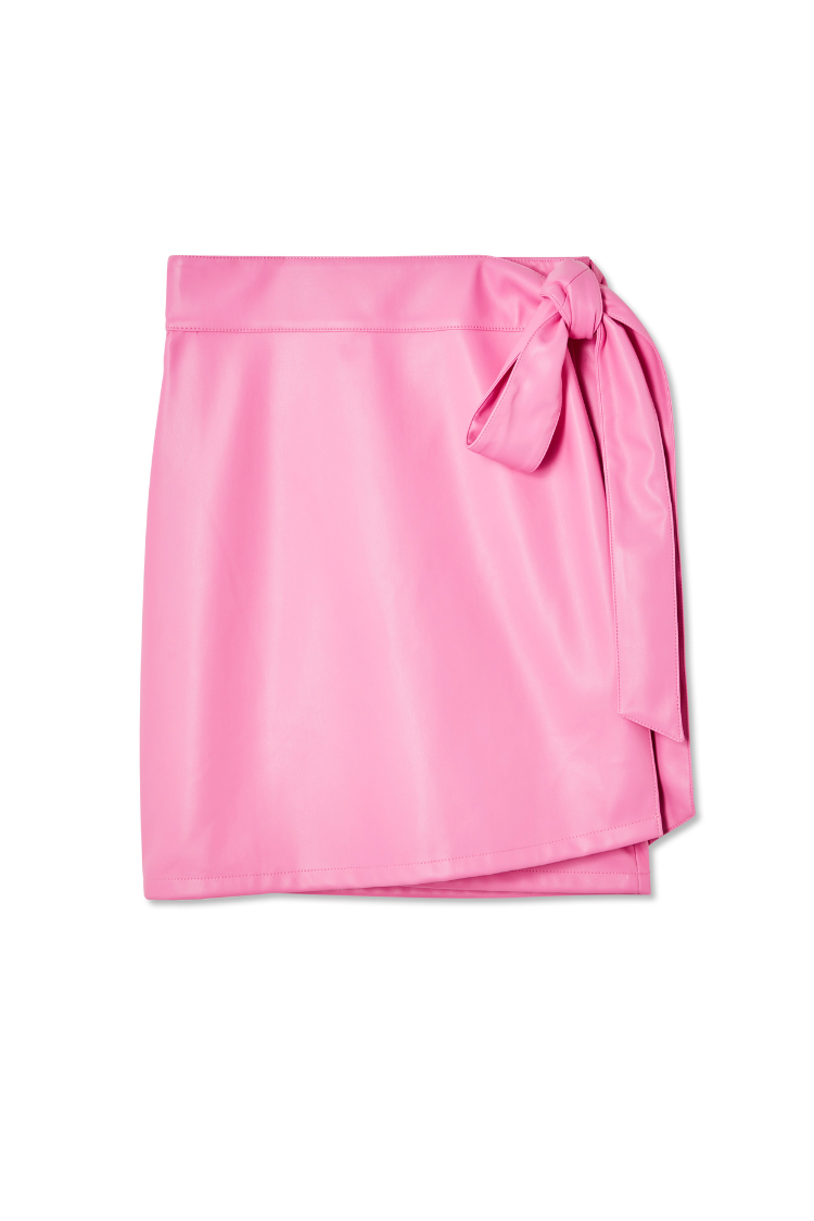 Pink Vegan Leather Mini Jaspre Skirt