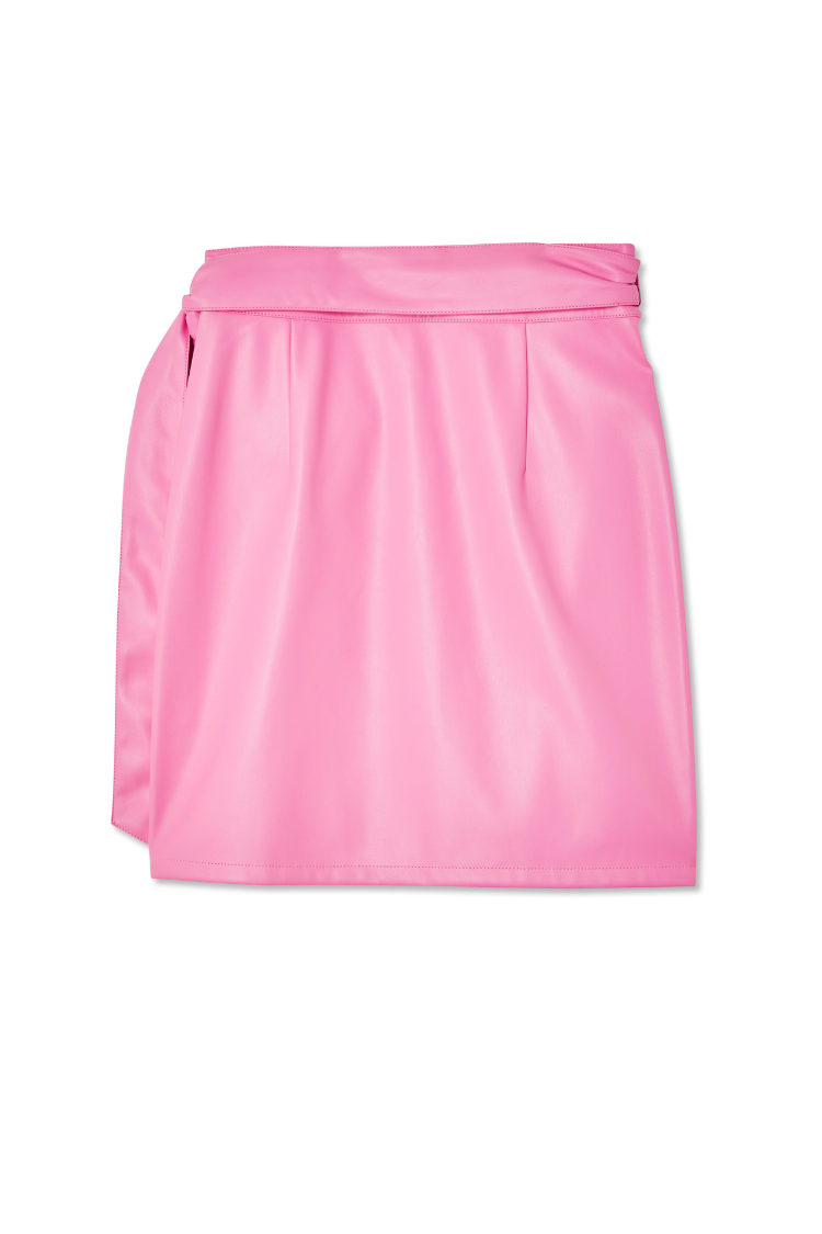 Pink Vegan Leather Mini Jaspre Skirt