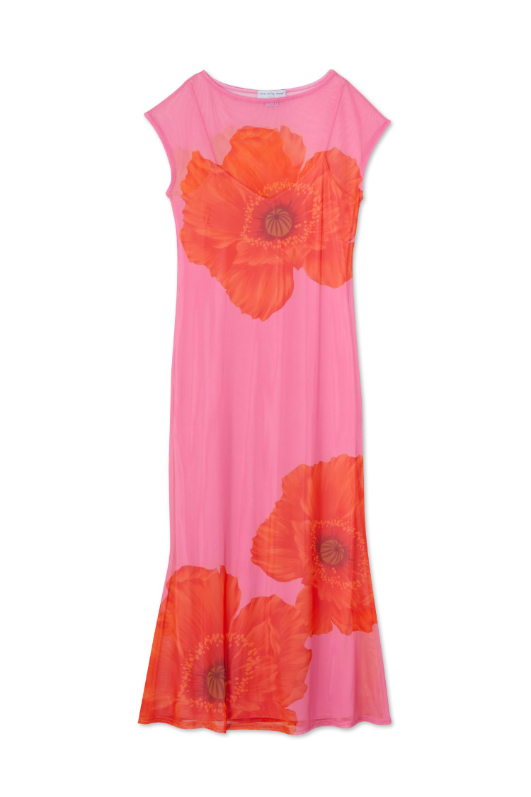 Pink Poppy Sleeveless Mesh Dress