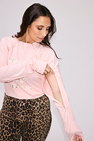 Thumbnail for caption_Model wears Pink Life is Tough Long Sleeve T-Shirt in size M
