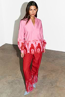 Thumbnail for caption_Model wears Pink and Red Ivanina Shirt in UK size 10/ US 6