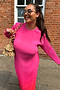 Red and Pink Ombre Plisse Dress