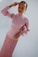 Thumbnail for caption_Model wears 
 Pink Rib Knit Jumper in size XS