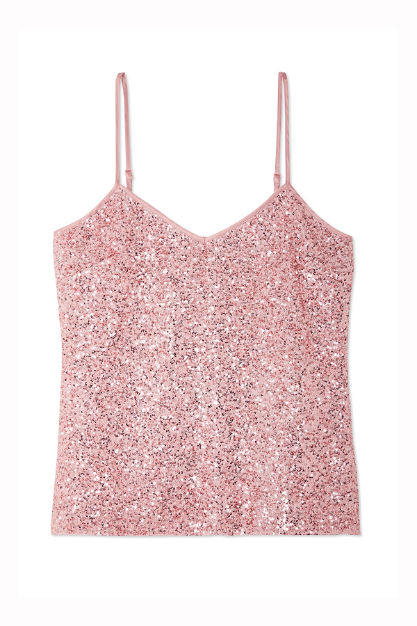 Pink sequin tank top hot sale