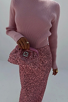 Thumbnail for caption_Model wears Pink Sequin Dorris Skirt in UK 8 / US 4