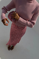 Thumbnail for caption_Model wears Pink Sequin Dorris Skirt in UK 8 / US 4