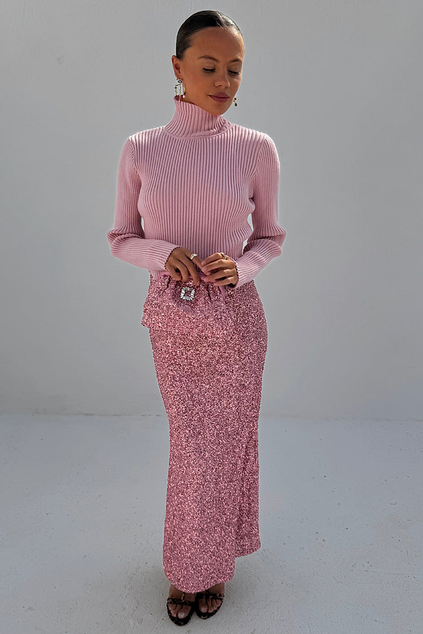 Pink Sequin Dorris Skirt