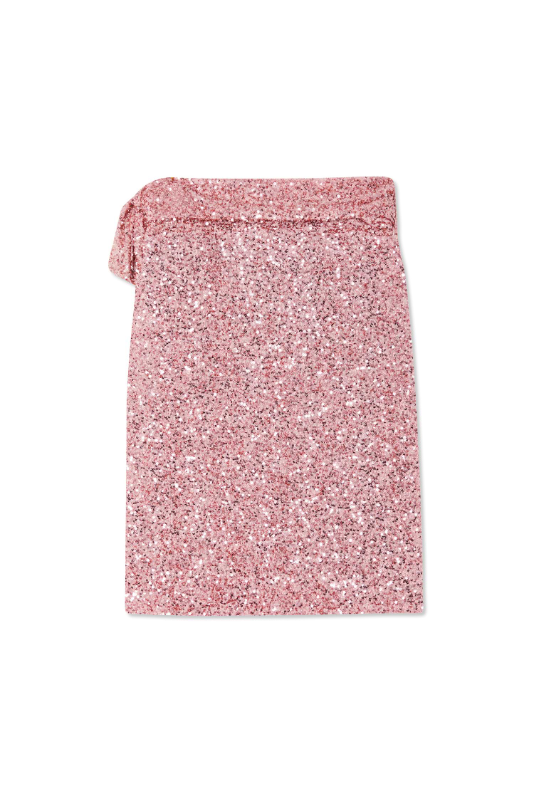 Pink Sequin Mini Jaspre Skirt