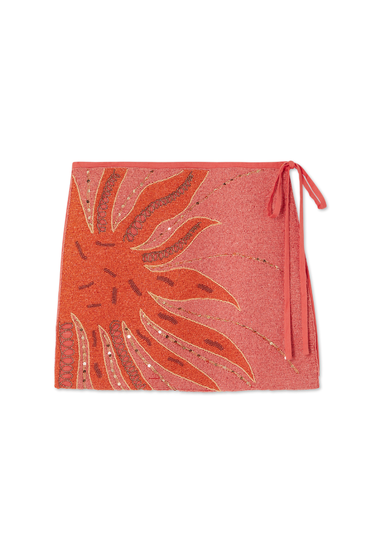 Pink Sol Beaded Wrap Skirt