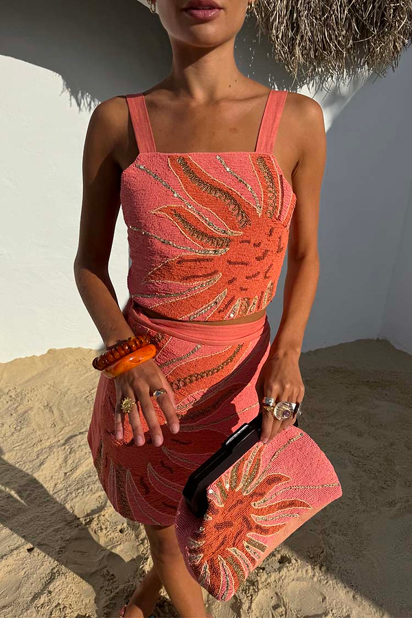 Pink Sol Beaded Top