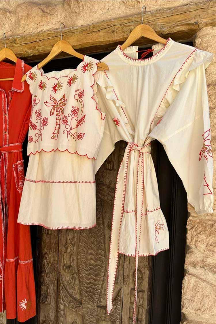 Cream And Red Pollenca Mini Dress