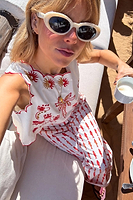 Thumbnail for Cream and Red Pollenca Top