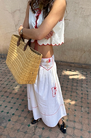 Thumbnail for Cream and Red Pollenca Skirt