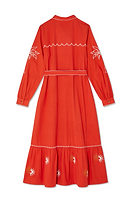Thumbnail for Red and Cream Pollenca Shirt Dress