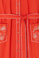 Thumbnail for Red and Cream Pollenca Shirt Dress