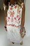 Cream and Red Pollenca Top