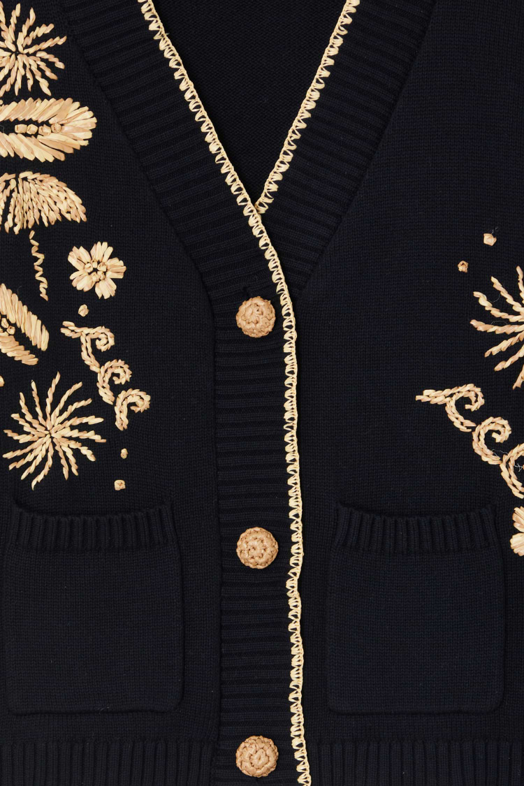 Black Raffia Cardi