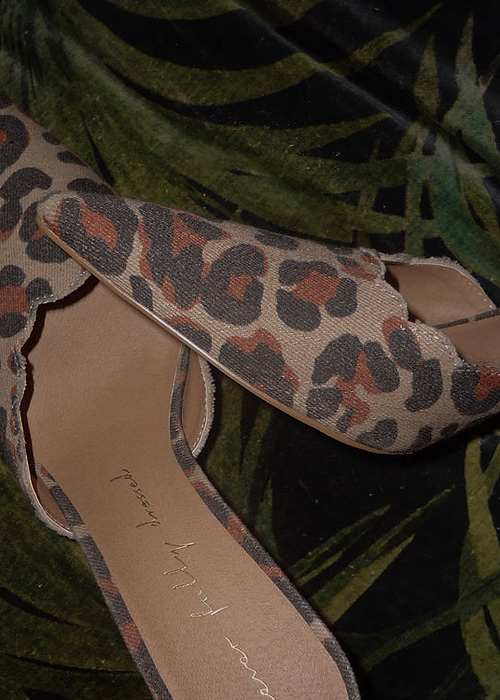 Leopard Denim Scallop City Mules